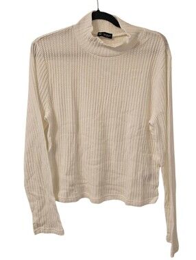 White GAP Women's Pontelle Rib Cropped Turtleneck Sweater